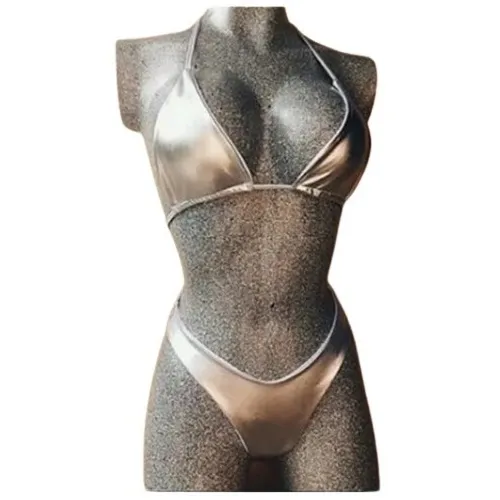 Traje De Baño Metalizado Dos Piezas Ajustable Varios Colores