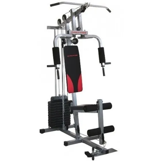 Multigimnasio M 7000 C ! World Fitness 50kg De Carga! Estructura Gris Tapizado Negro y Rojo
