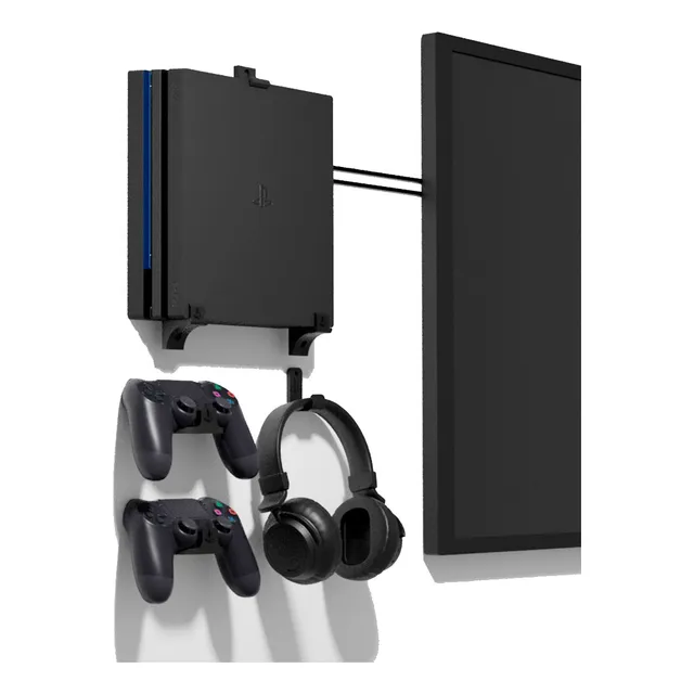 Base Soporte Consola Ps4 Pro De Pared + Base Control