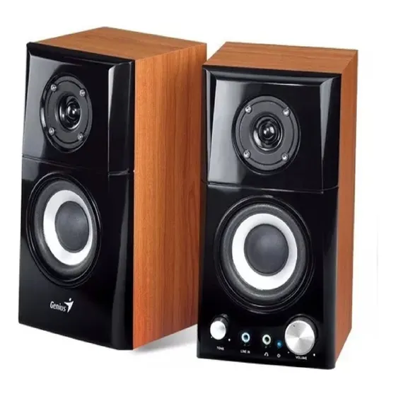 Cornetas Genius Sp-hf500a Ii Madera Conexión 3.5 Mm Rms 16w