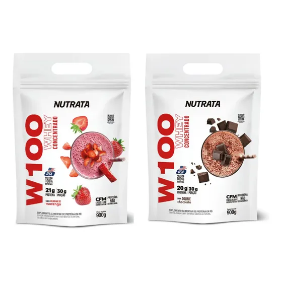 Kit 2 Unid Whey Protein Wpc W100 Refil 900g - Nutrata