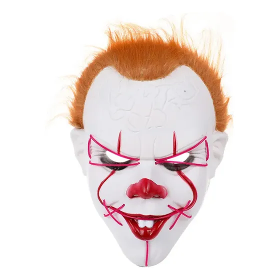 Máscara Halloween Luz Led Payaso It Terror + Baterías