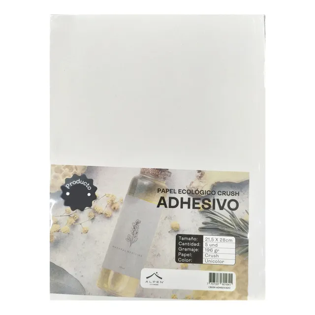 Papel Ecológico Crush Adhesivo 196 Gr X 5 Hojas Alpen Color Beige