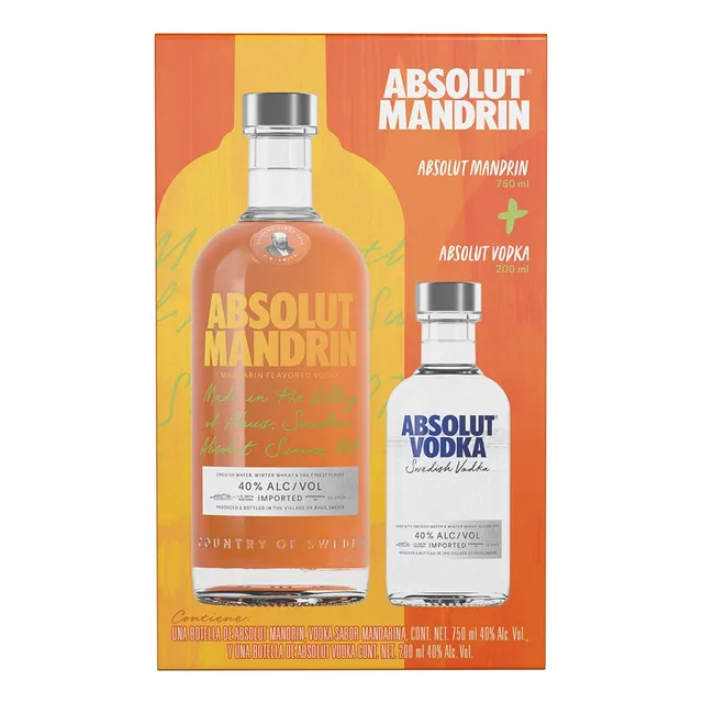 Vodka X2 Mandarina 750Ml + Azul 200Ml Absolut