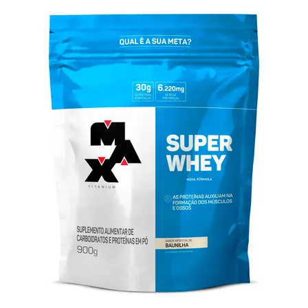 Super Whey Protein Refil 900g Max Titanium Sabor Baunilha