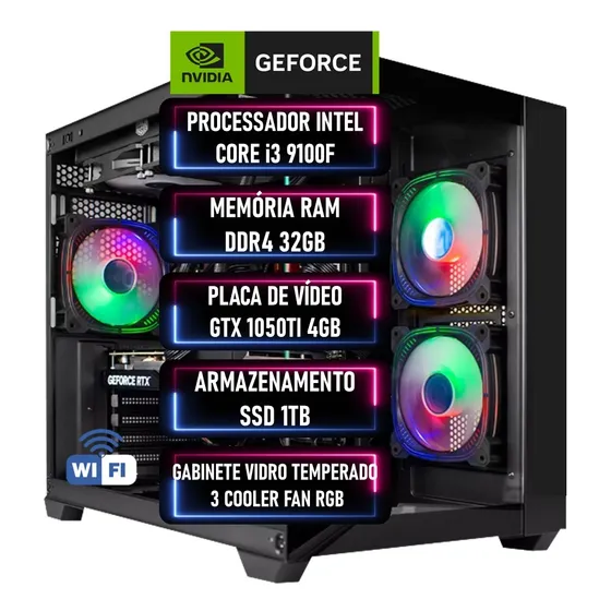 Pc Gamer I3 9100f Ram Ddr4 32gb Ssd 1tb Gtx 1050ti 4gb
