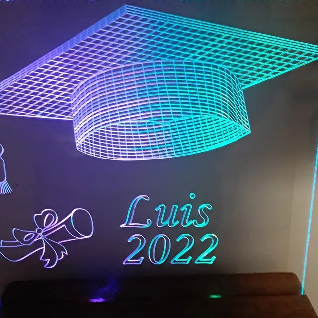 Lampara Led 3d Graduación Grado Reconocimiento Curso Birrete
