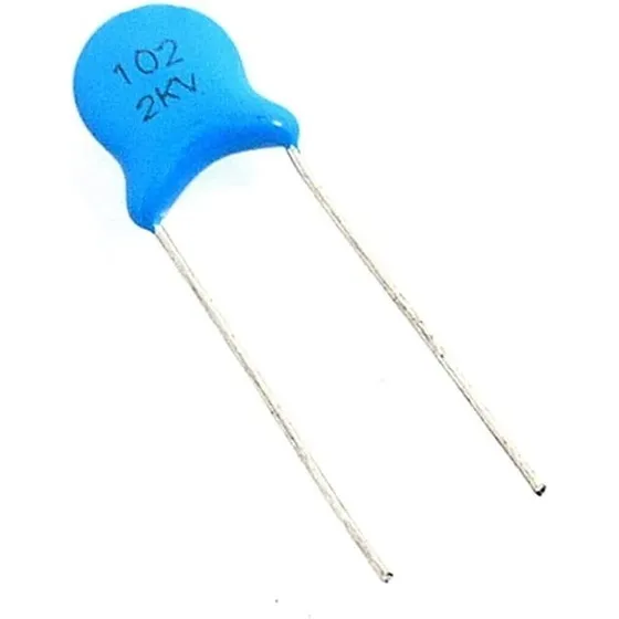 Condensador Cerámico 102k- 2kv- 0,001 Uf- T: 10% +/- 7 X6mm