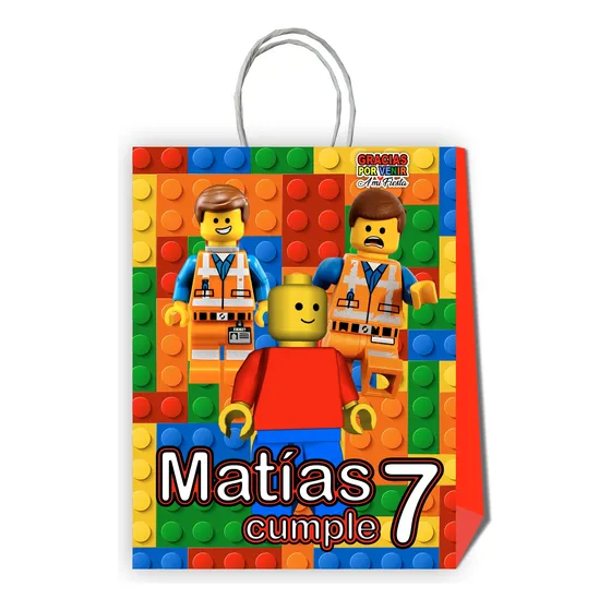 10 Bolsas Dulces Cumpleaños Personalizadas De Lego