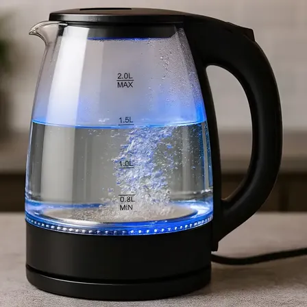 Chaleira Elétrica Vidro 2 Litros Jarra Transparente Com Led Preto 127v