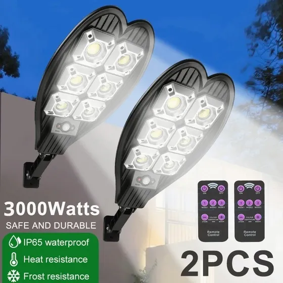 2 Unidades De Luz Solar Led De 500 W, Lâmpada Solar Externa