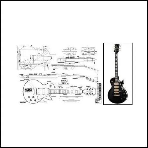 Plan De Les Paul Black Beauty Guitar Electric - Impresión A 