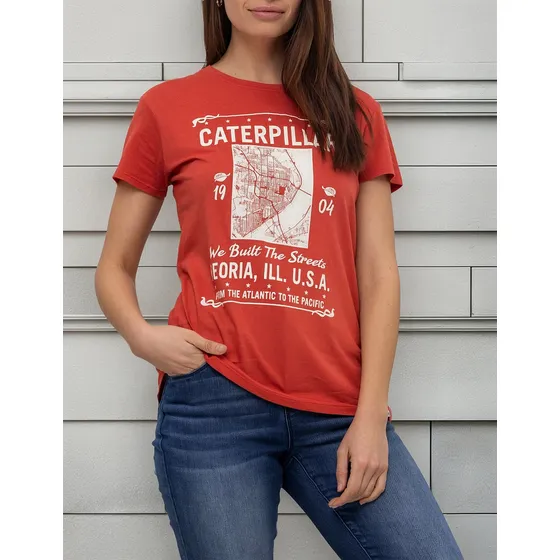Remera Caterpillar W We Built The Stree Cranberry Para Dama
