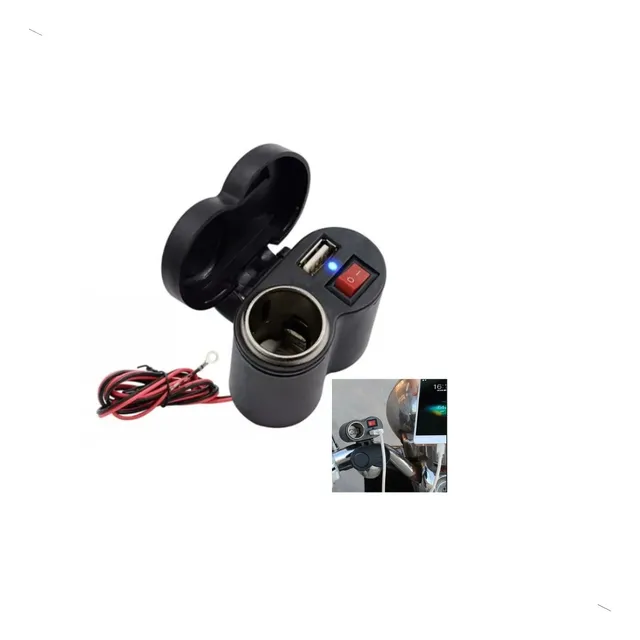 Tomada 12v Usb Moto Carregador Celular Isqueiro Prova D'água