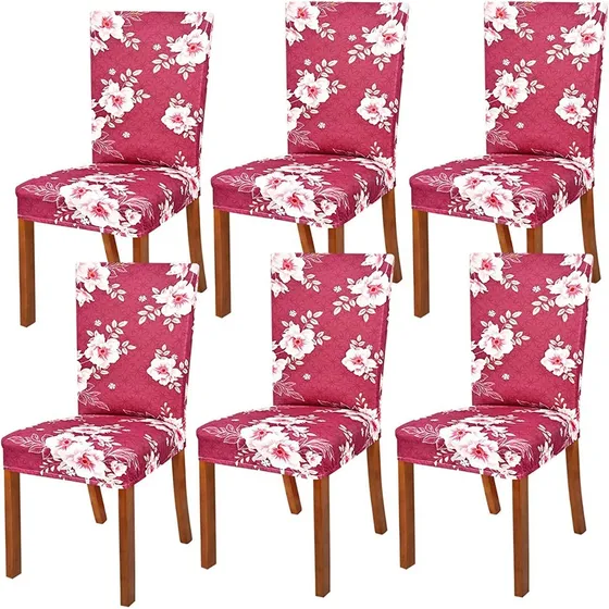 Cobertores Fundas Sillas Comedor Set De 6 Flores