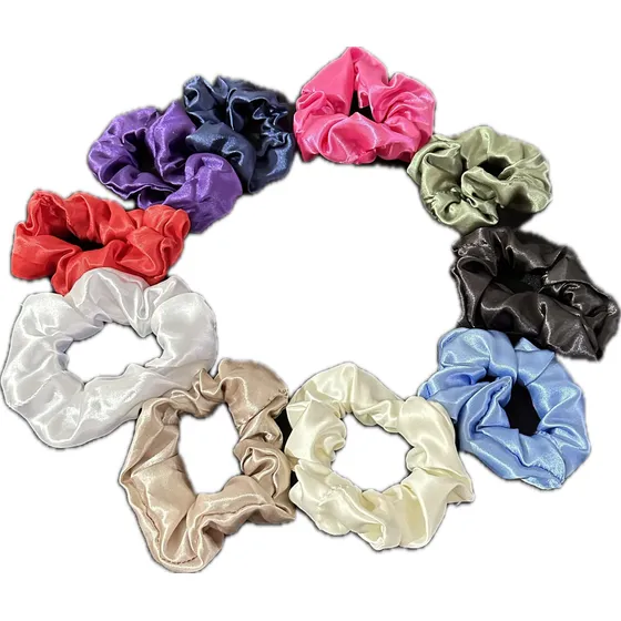 Colitas De Pelo Scrunchies Grandesx10 Varias Telas Y Colores