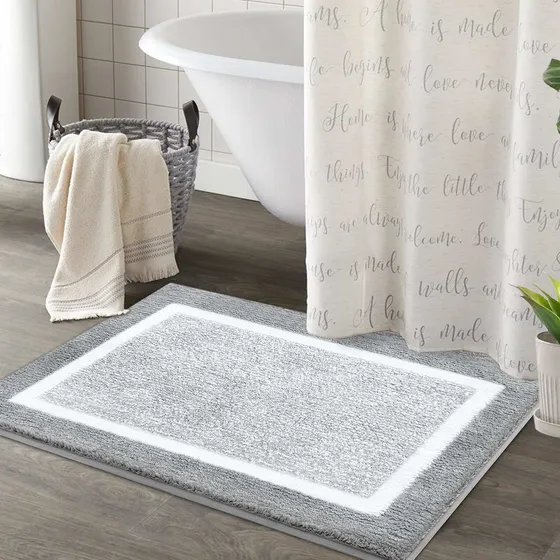 Earthall Alfombra Baño Gris 17 X 24  Blana Absorbente Extra
