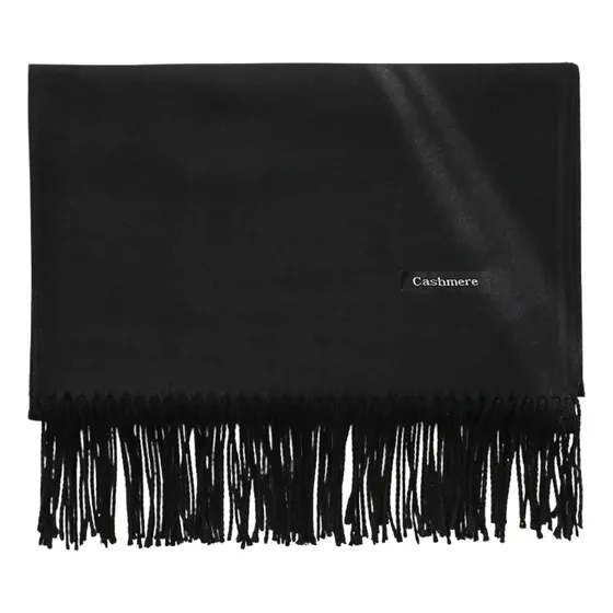 Bufanda Aymar Unisex Color Entero Con Flecos | Negro Negro Liso Unico