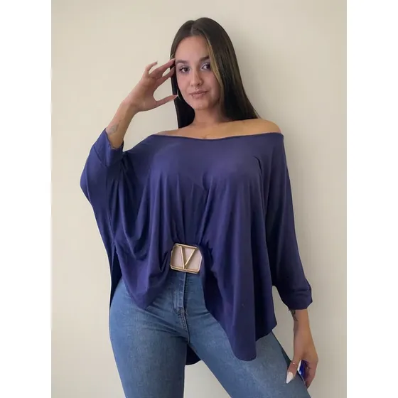 Remera Oversize Cuello Bote O Hombro Descubierto Colores