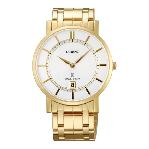 Reloj Orient Contemporary Fgw01001w0 E-watch Color De La Correa Dorado Color Del Fondo Blanco