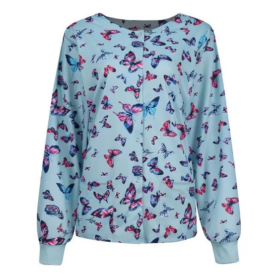 ( Chaqueta De Enfermera De Manga Larga Con Botones For Mujer