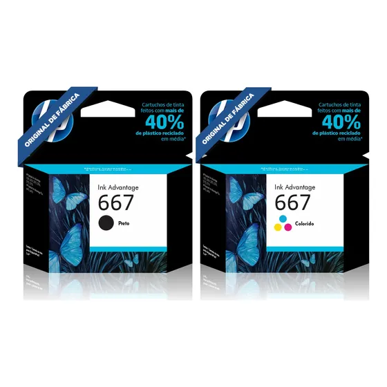 Kit Cartuchos Hp 667 Preto Color 2374 A 2376 2775 2776 6475 