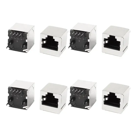 8 Pieza Rojo Ethernet Cat5 Rj45 8p8 C Conector Montaje Pcb