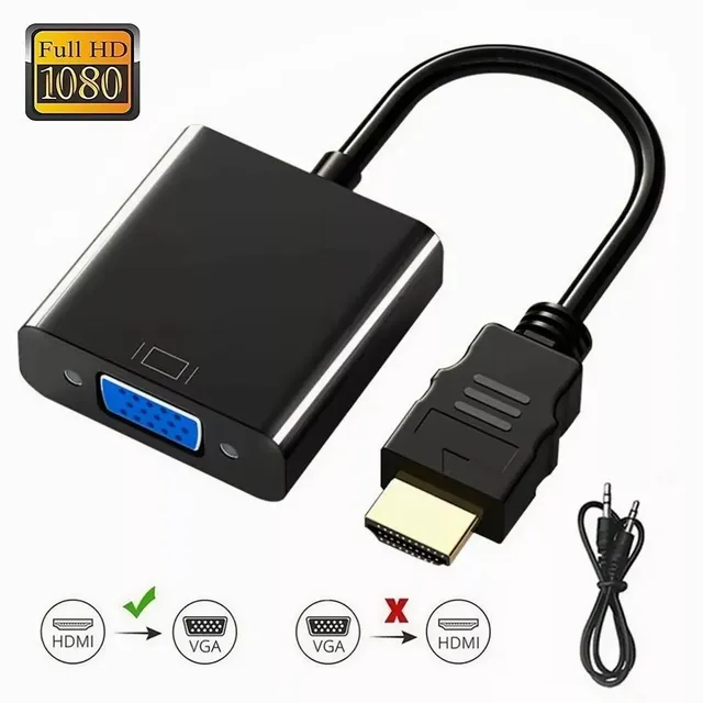 Hdmi A Vga Cable Adaptador Convertidor + Cable 3.5mm