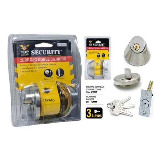 Cerradura Cerrojo Para Puerta Doble Cilindro Iron Knight