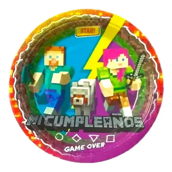 Platos De Minecraft Para Cumpleaños X6