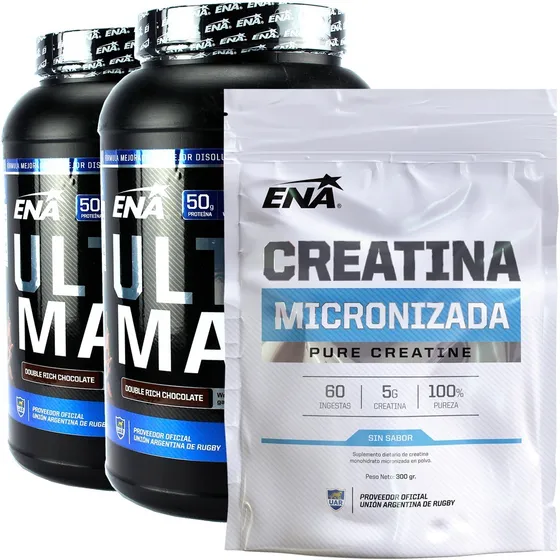 60 Días Ultra Mass 1.5kg + Creatina Ena Crecimiento Fuerza