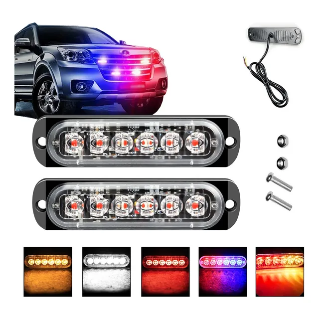 2 Lateral Faro Led Barra Estrobo Patrulla 16 Funci Auto Moto