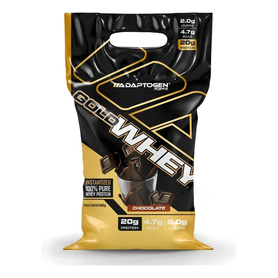 100% Gold Whey Refil Concentrado 900g Adaptogen Science Sabor Chocolate