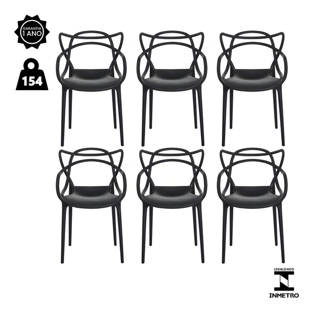 Kit 6 Cadeiras De Jantar Allegra Master Empilhável Polipropileno Waw Design Modelo Allegra... Kit 6 Cadeiras De Jantar Allegra Master Empilhável Polipropileno Waw Design Modelo Allegra...