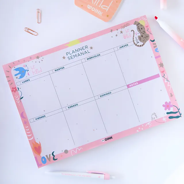 Planificador Planner Semanal De Papel Emblocado 52 Hojas