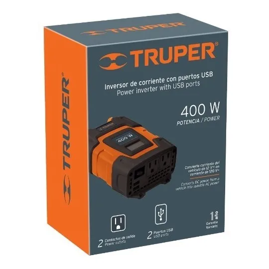 Convertidor Corriente Usb 400 W Conecta Pc Pantalla Al Auto