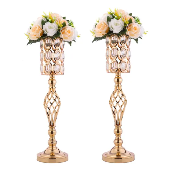 2 Jarrones Dorados Para Centros De Mesa De Boda, Soporte De 