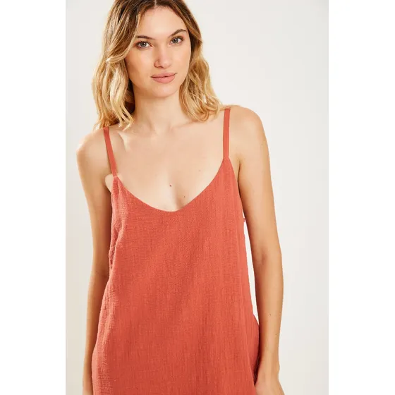 Vestido Musculosa Corto Algodón Rústico Cinnamon Koxis Mujer
