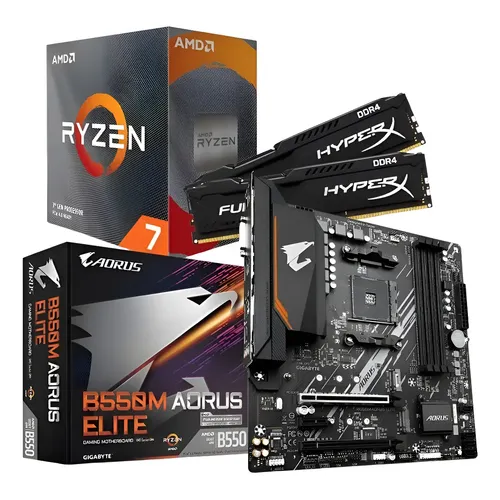 Kit Amd Ryzen 7 5700x + Gigabyte B550m K Am4 Ddr4 Cor Preto