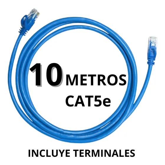 Cable De Red Utp 10 Metros Cat5e Con Terminales