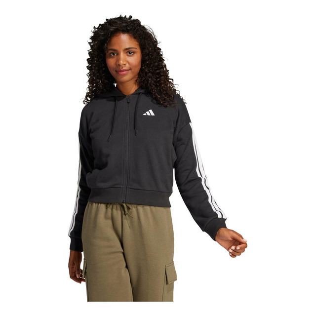 Moletinho Capuz ZĂper Essentials TrĂȘs Listras adidas Moletinho Capuz ZĂper Essentials TrĂȘs Listras adidas