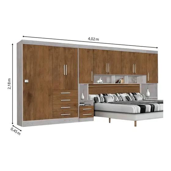 Guarda-roupas Modulado Georgia Queen Ja Avelã / Jequitibá Cor Avelã/jequitiba