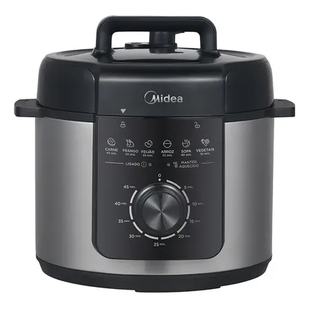 Panela De Pressão Mecânica Preta E Inox 4l Midea Cor Cinza