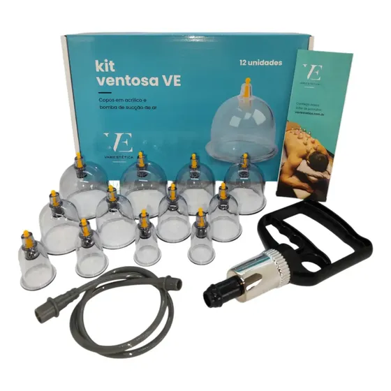 Kit 12 Copos Ventosa com Anvisa Massagem Ventosaterapia