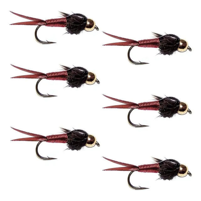 Pesca Mosca Lugar Abalorio Cabeza Rojo Cobre John Ninfa 6 16