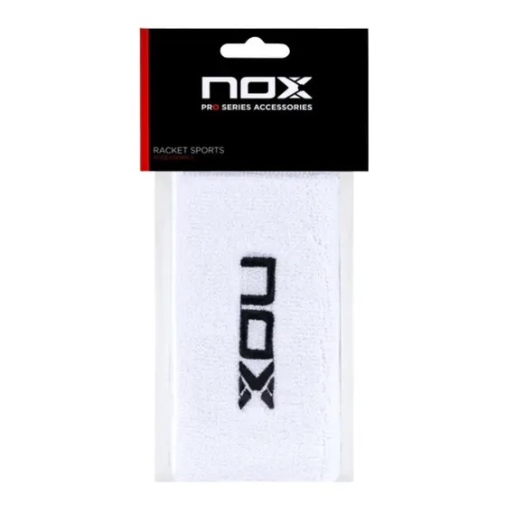 2 Muñequeras Largas Padel Nox Pro Series Confort Blancas Xl