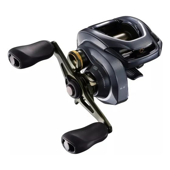 Reel Shimano Curado Dc200hg digital control 7.4:1 color gris oscuro lado de la manija izquierdo