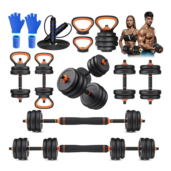 7 En 1 Mancuernas Pesas Barra Recta Ejercicio Kit Ajustables
