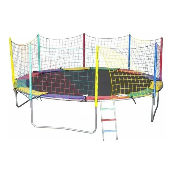 Cama elástica Canguri 4.27 m, cor da proteção das molas multicolor e tela preta