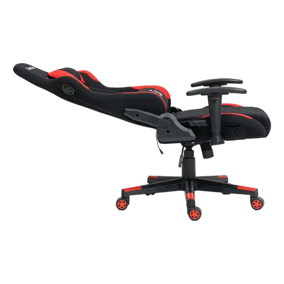 Silla Gamer Solarmax Ergonómica Tapizado Tela De Algodón Parlante Bt Rd Color Rojo Con Almohadon Lumbar Giratoria Con Ruedas